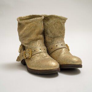 NWOT UGG Collection Made In Italy Rare "Aria" Gold Leather Ankle Boots